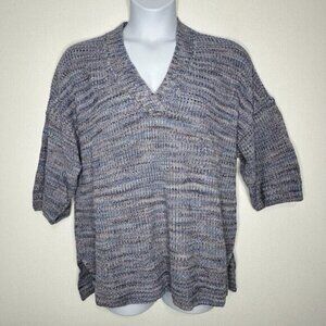 J Jill Knit Pullover Sweater Size XL Short Sleeve Blue